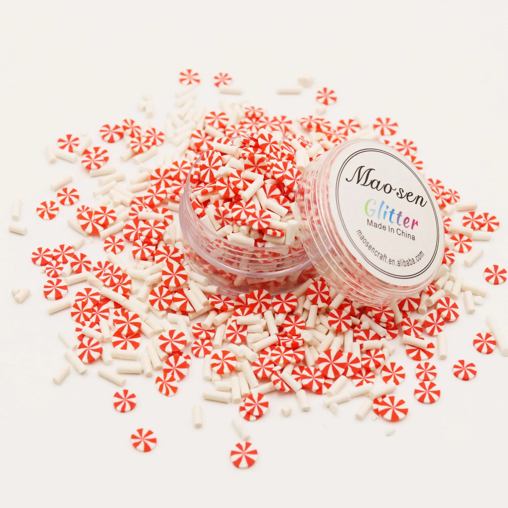 Christmas Peppermint Candy White Sprinkle Mix Polymer Clay 1KG Slices For Slime Crafts