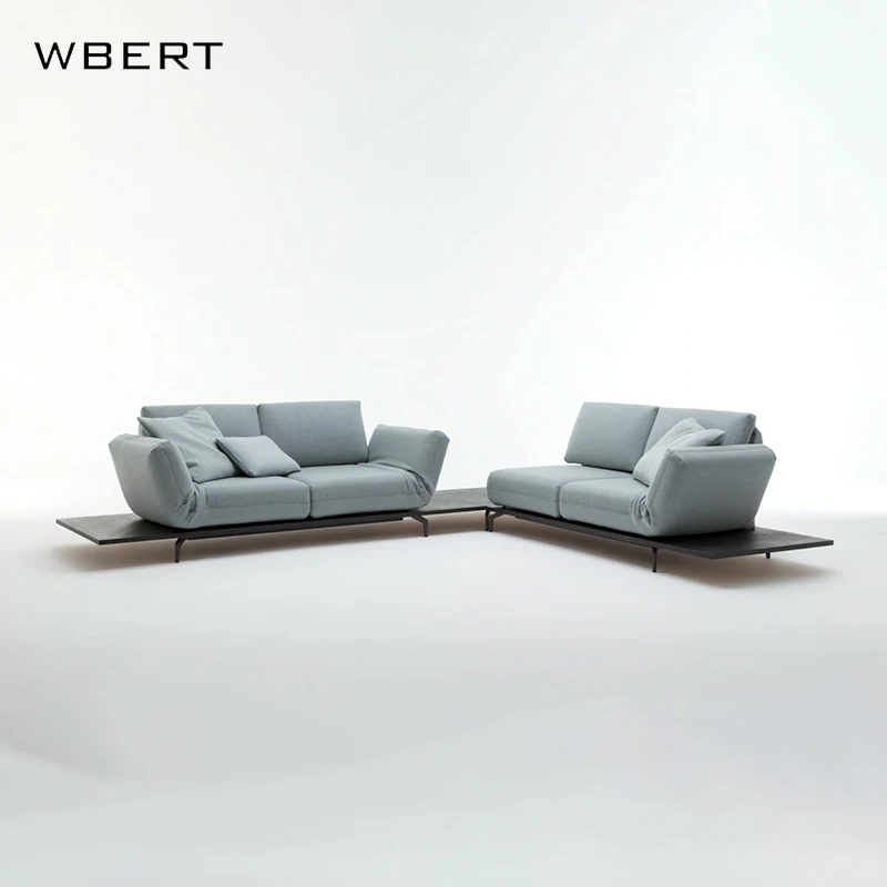 WBERT Italian Minimal Leather Sofa Set Cream Small Family for Living Room or Apartment for Hotels Foshan Furniture