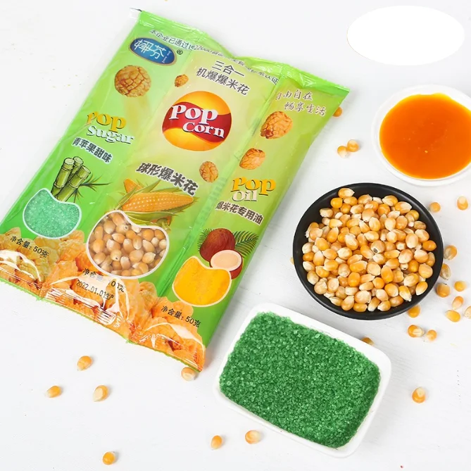Chinese Snack Wholesale Green Apple Falvor 3 IN 1 Popcorn OEM