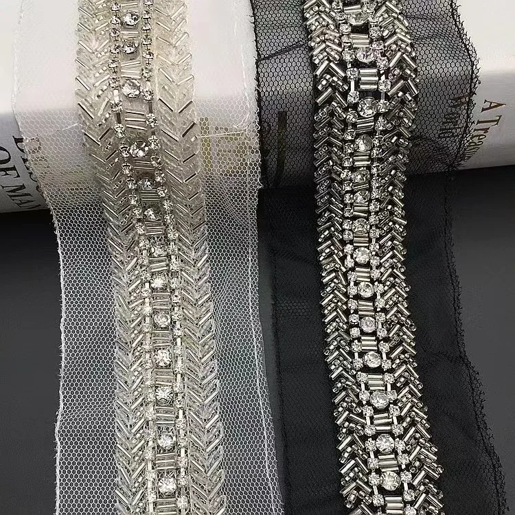 Beaded Trim-NEW bead vintage Ribbon ,ivory beaded lace sewing beaded trim ,DIY beaded ribbon