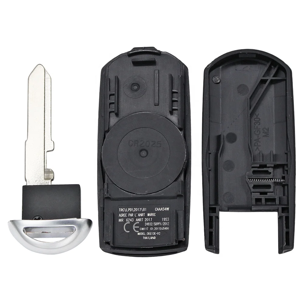 4 Buttons Smart Remote Car Key Fob 433MHz with 49 Chip for Mazda (for Mitsubishi System) 6 3 MX-5 CX-3 CX-5 CX-7, SKE13E-01