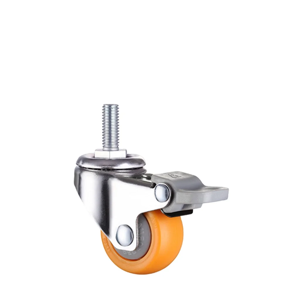 1/1.25/1.5/2 Inch Caster Wheel Nylon Wheels PH028 360 Degree Swivel Orange Contemporary Furniture CASTER
