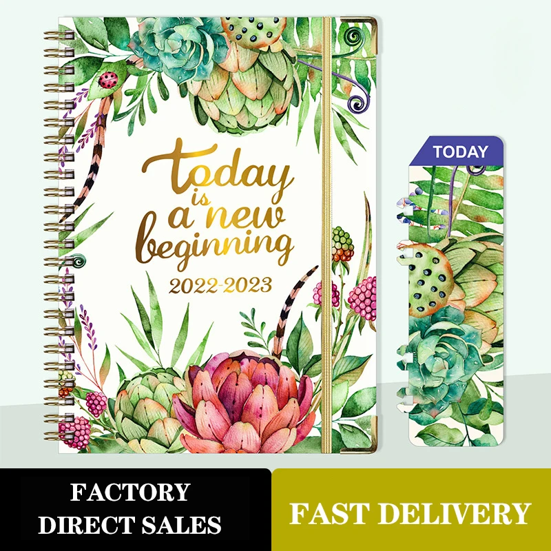 Hot Selling New 2023 English Notebook Notepad A5 Coil Planning Work Movement Clock In Schedule Book With Ladder Index