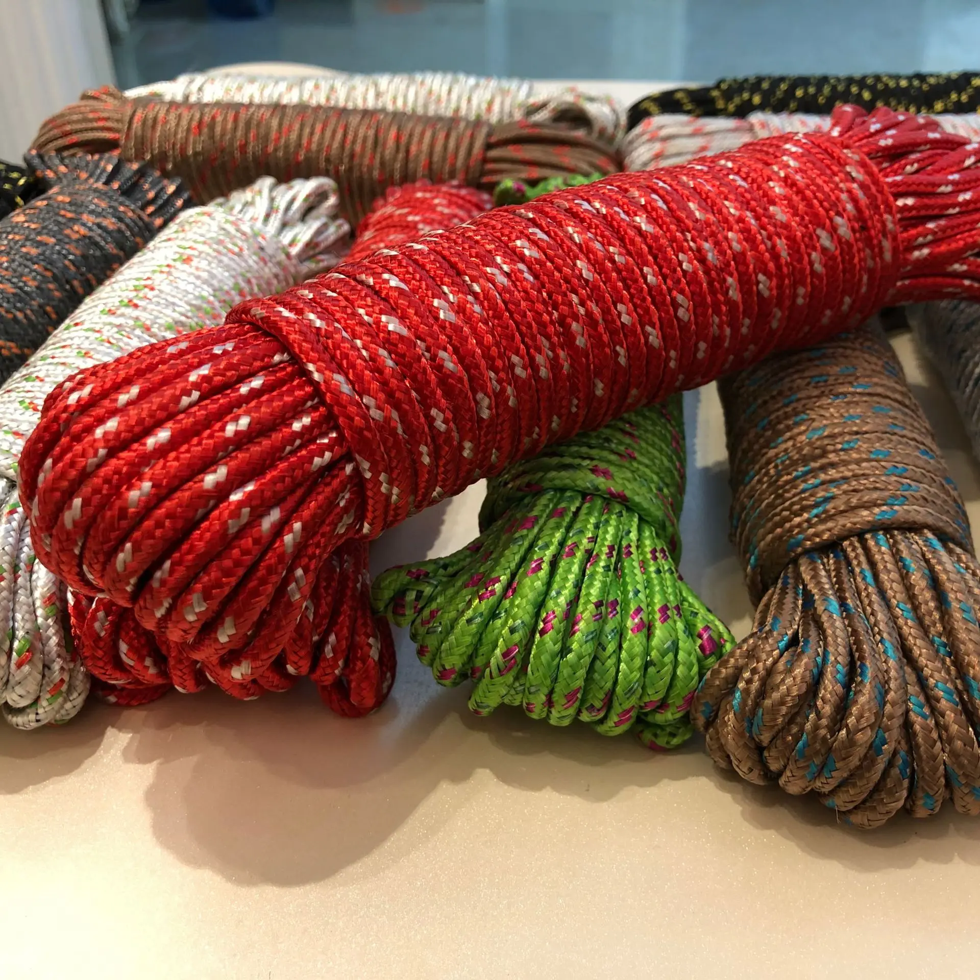 Wholesale 4mm polyester cord recycled material braided clothesline tent nylon rope