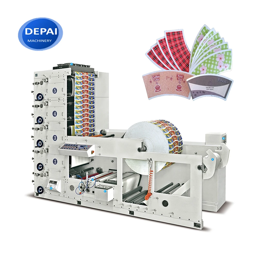 4 color plastic film roll to roll flexo flexographic label printing machine