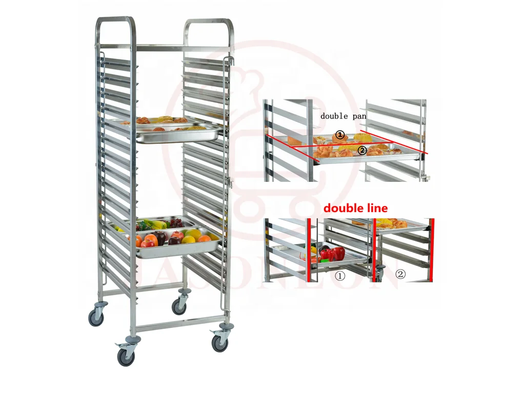 Hotel restaurant supplies Stainless Steel Gn Pan Trolley Wholesale Metal Food Tray Trolley Rack Accept Customization