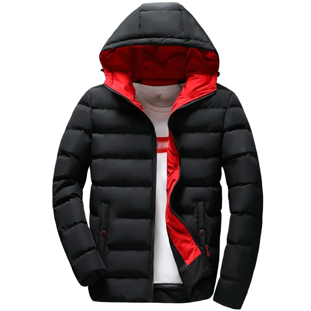 
2019 New Fashion Mens Coat Men Clothes Boys Casual Warm Hooded Winter Zipper Coat Outwear Jacket Top 