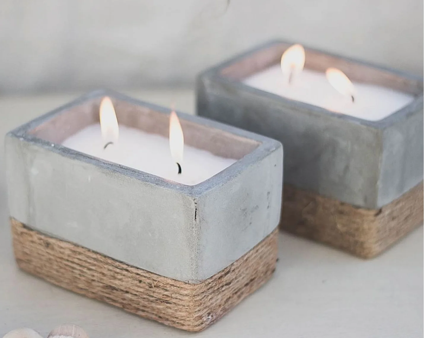 Cement twine wholesale unique custom INS style cement resin ceramic scented candle garden decoration