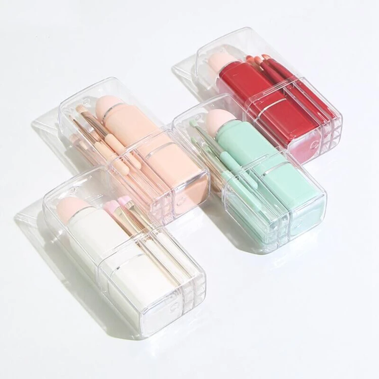 Short Handle Round Mushroom Head Nail Dust Face Foundation Blush Kabuki Powder Makeup Brush With Pu Zip Box Packing