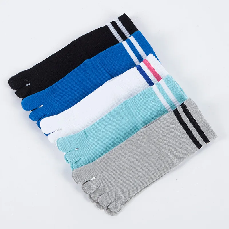 Wholesale 7-12 Years Old Children Cotton Five Fingers 5 Toe Student Kids Five Finger Stripe Sport socks