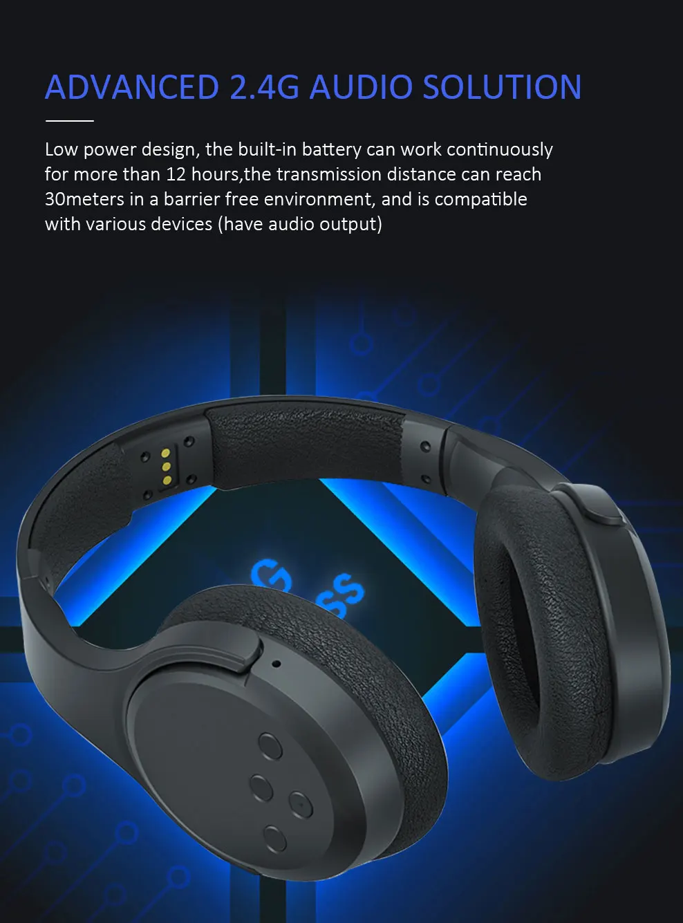 Wireless Rechargeable Headphones For Tv 2.4G tv headphone with base