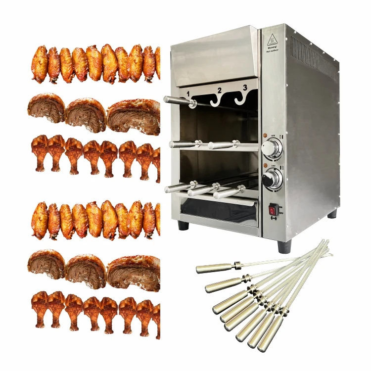 Brazilian Flame Rotisserie Grill Roaster with 9 Auto Rotating Skewers for Rotisserie Chicken SteakFish BBQ Churrasco