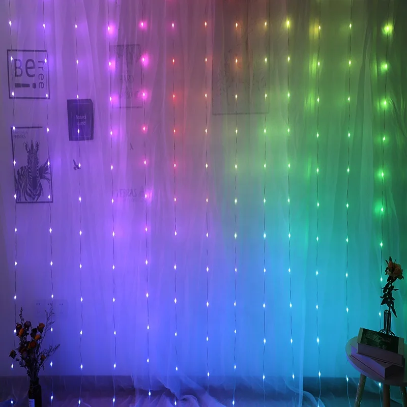 Wedding decor luces de navidad novedades musical string tuya fairy light led curtain lights outdoor twinkle light curtain