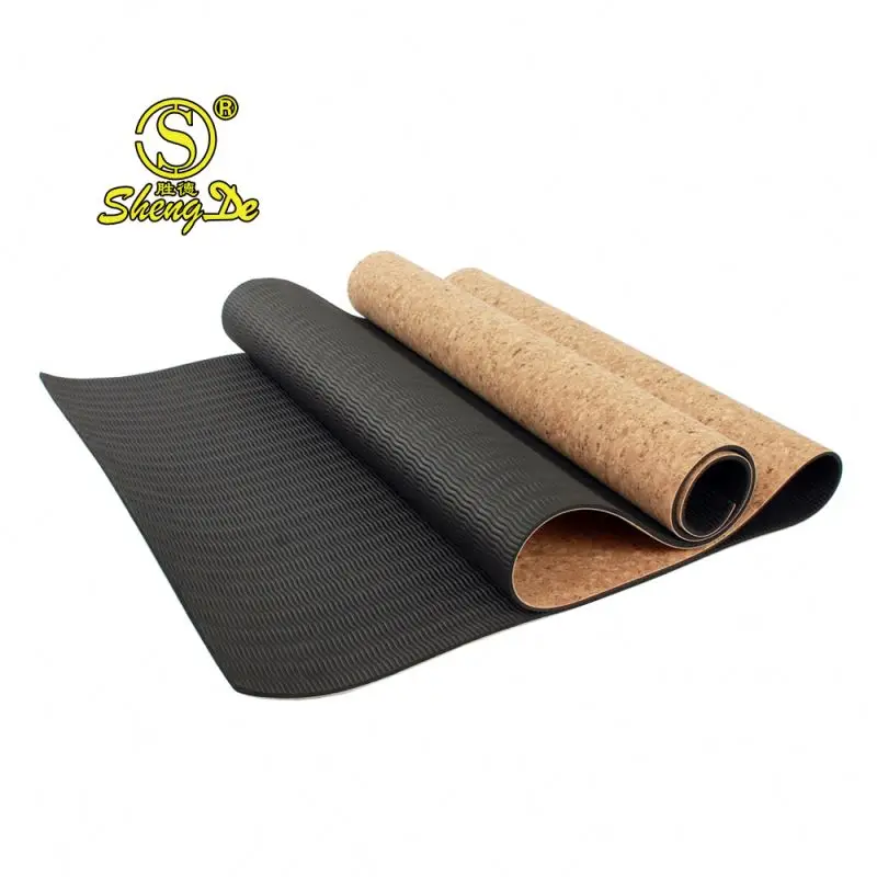 Eco Cork Pilates Mat 5MM Non Slip Be Custom Laser Print 8mm 20mm Customise Personalize Thick Cork Tpe Yoga Mat With Alignment