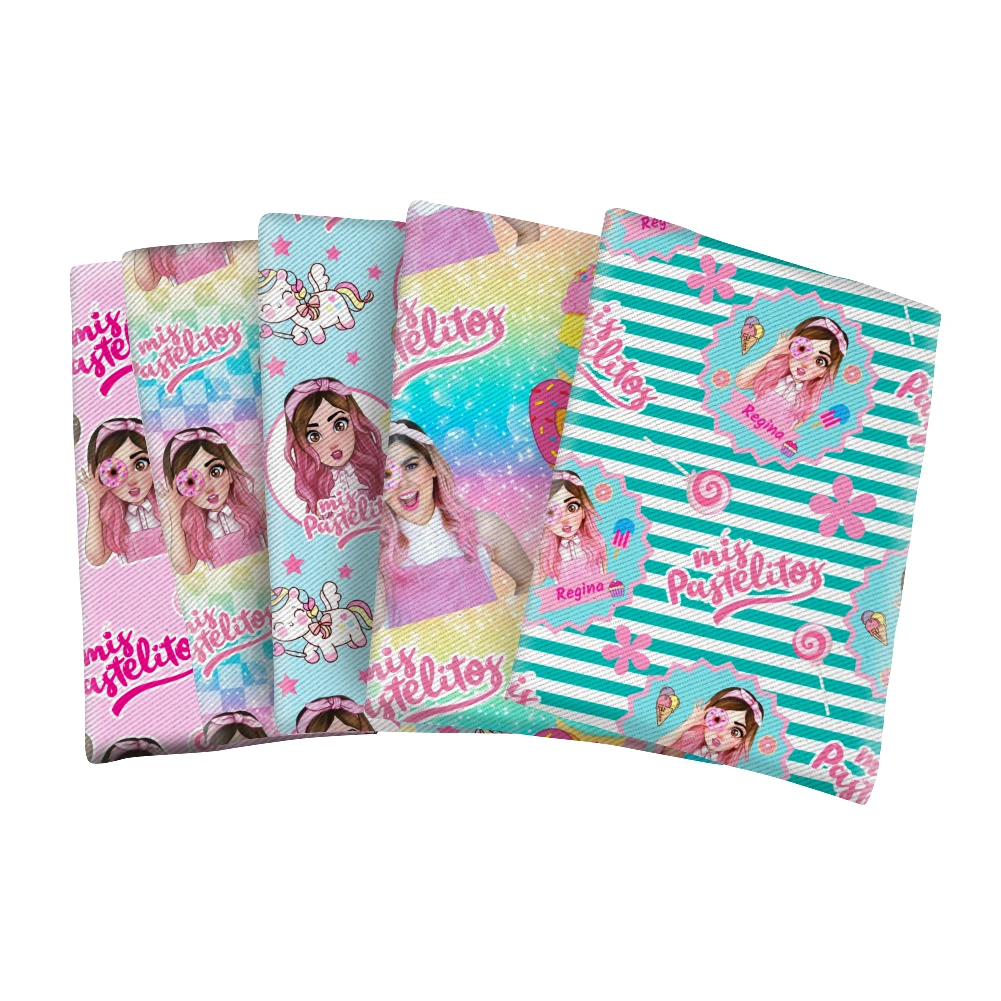 Mis Pastelitos Printed Twill Fabric for Breathable Design Curtain pet dress hair bow