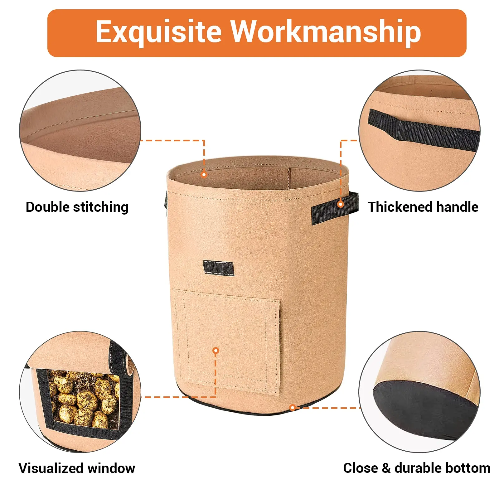 1 3 5 7 10 15 20 25 30 35 50 Gallon Felt Plant Grow Bags felt plant barrel Thickened Garden Non Woven Felt Flower Pot