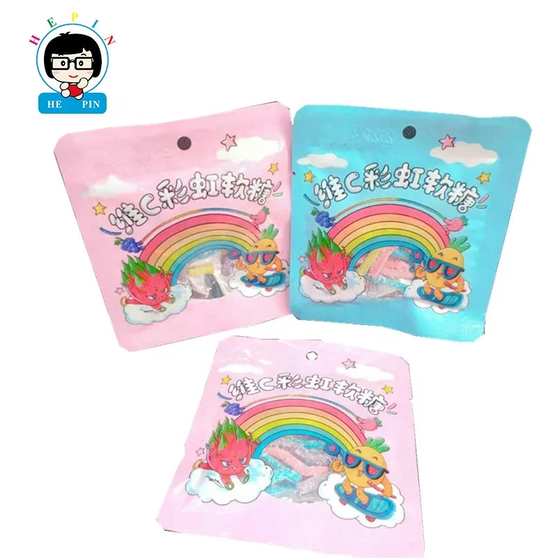 Оптовая продажа, Прямая поставка с завода, Кислая мягкая конфета с покрытием из сахара, Кислая полоска, радужные жевательные конфеты