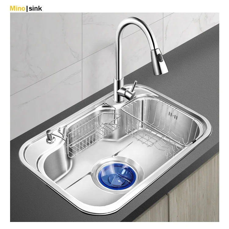 China Wholesale Simple Modern Style 304 Stainless Steel Single Pressed One Bowl Kitchen Sink Custom