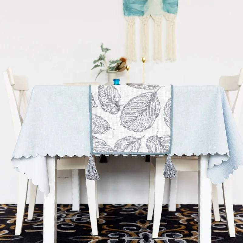 New arrival customized restaurant decor cotton woven black white jacquard high quality striped buffalo plaid table runner