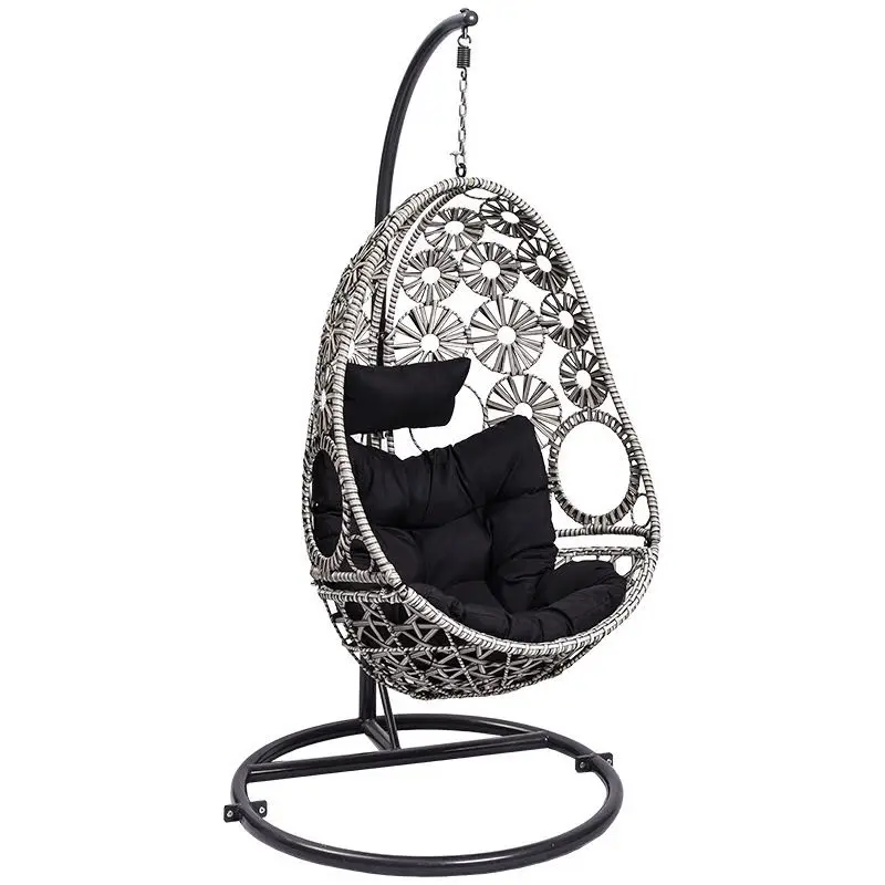 Indoor Adult Size Swing Basket Egg Chair Rattan Hanging Swing Egg Shape Chair Swing