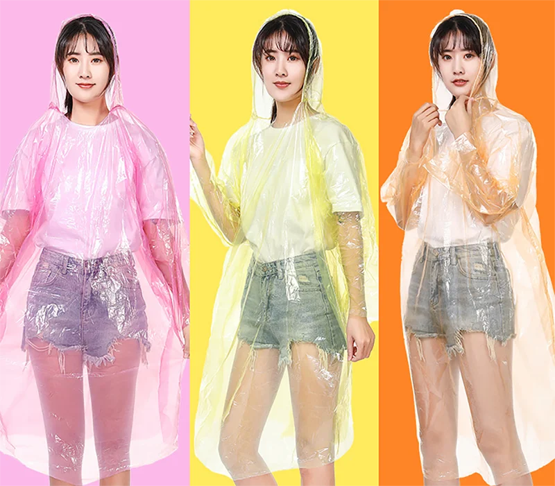 custom waterproof adult plastic pe raincoat poncho disposable rain coats suits