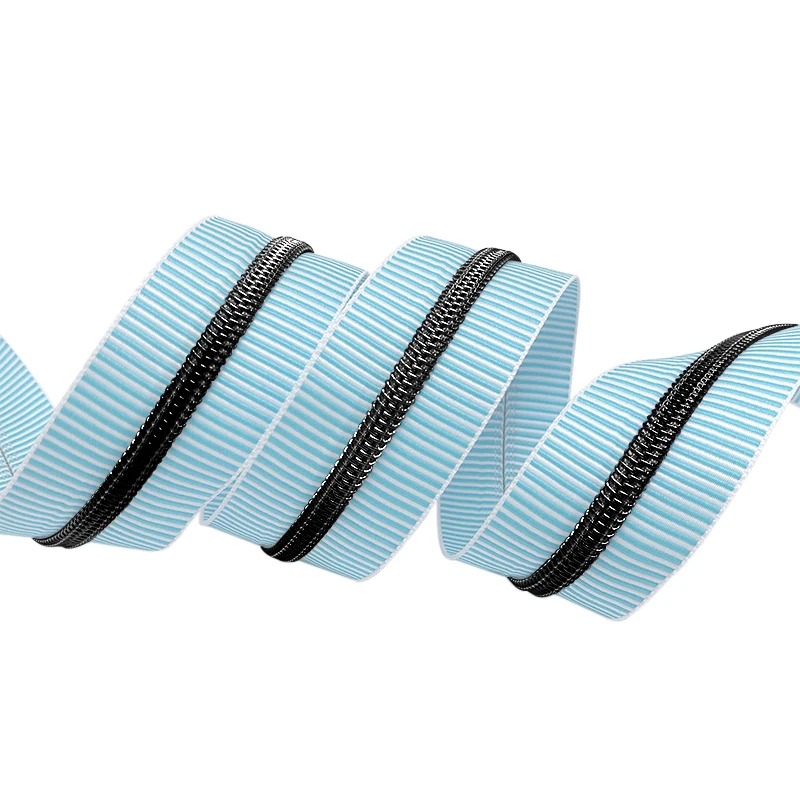 Wholesale stripes zipper tape custom 5# fashionable #3 nylon zipper coil for handbag