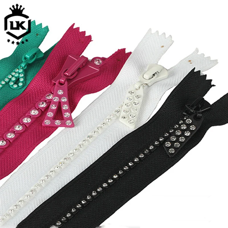 Lanke Supply Custom Fashion Rhinestone Perfume Pouch Zipper Size 8 Diamond Zippers for garments or clothes