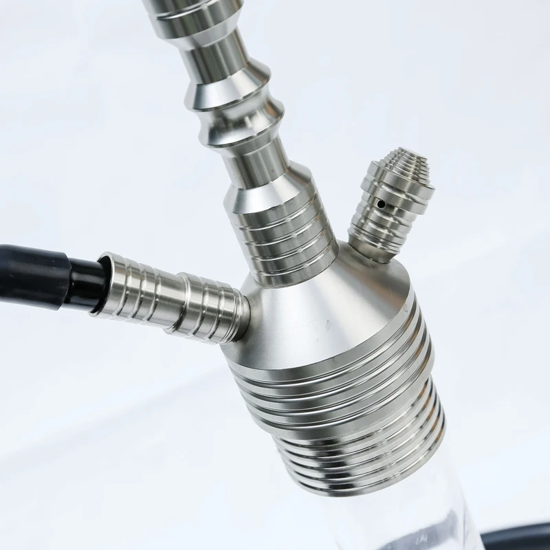 2# Chinese custom glass Beautiful stainless steel Aluminum portable hookah set cup with straw