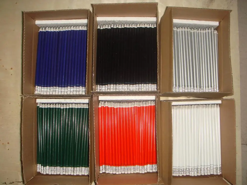 wholesale customized logo 7inches recycled Newspaper round HB pencil  with eraser  for office and school