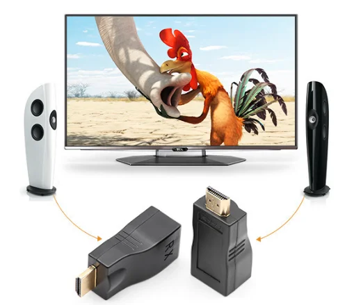 24k Gold Plated Hdmi To Rj45 Converter 30m Hdmi Male To Rj45 Female Amplification Transmitter Hdmi Extender By Cat-5e/6 Cable