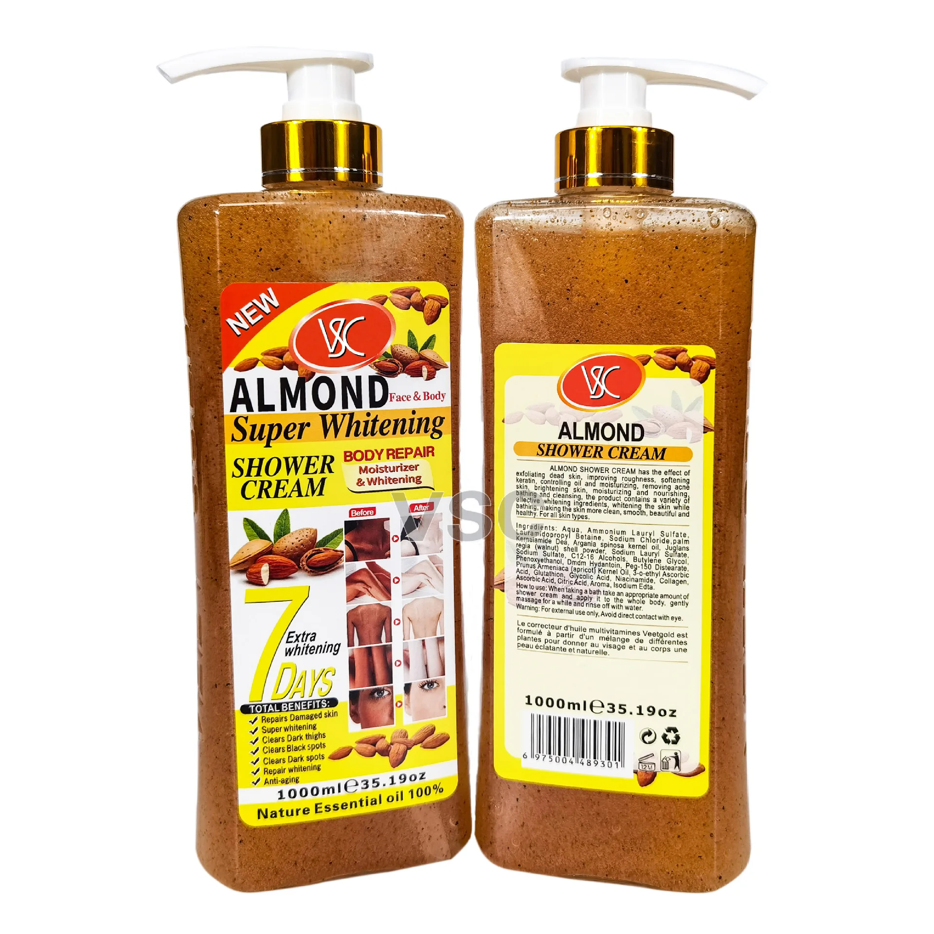 Whitening Shower Gel Turmeric Almond Vitamin C Carrot Refresh Skin Hydrating Body Wash Exfoliating Scrub Lightening Soap