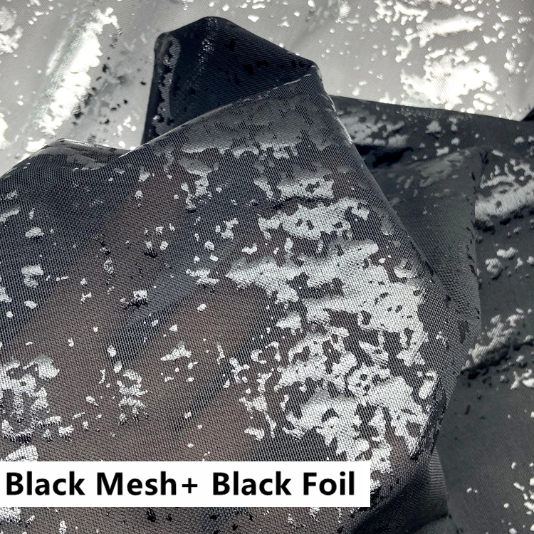 Breathable 91% Polyester 9% Spandex Knitted Silver Hot Stamp Foil Print 120gsm Power Net Mesh Fabric