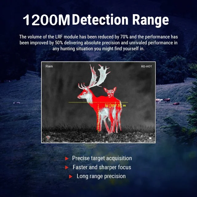 Lrf Meter Night Heat Vision Camera Monocle Optical Sight Thermal Imager For Hunting With Rangefinder