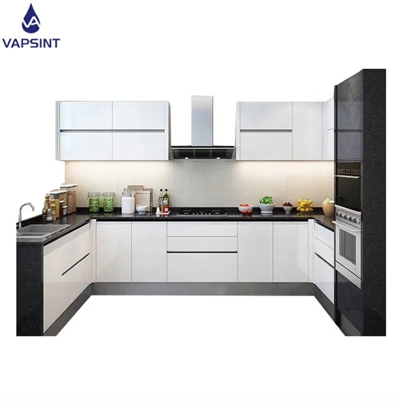 
High quality lacquer modular kitchen cabinet pvc white 