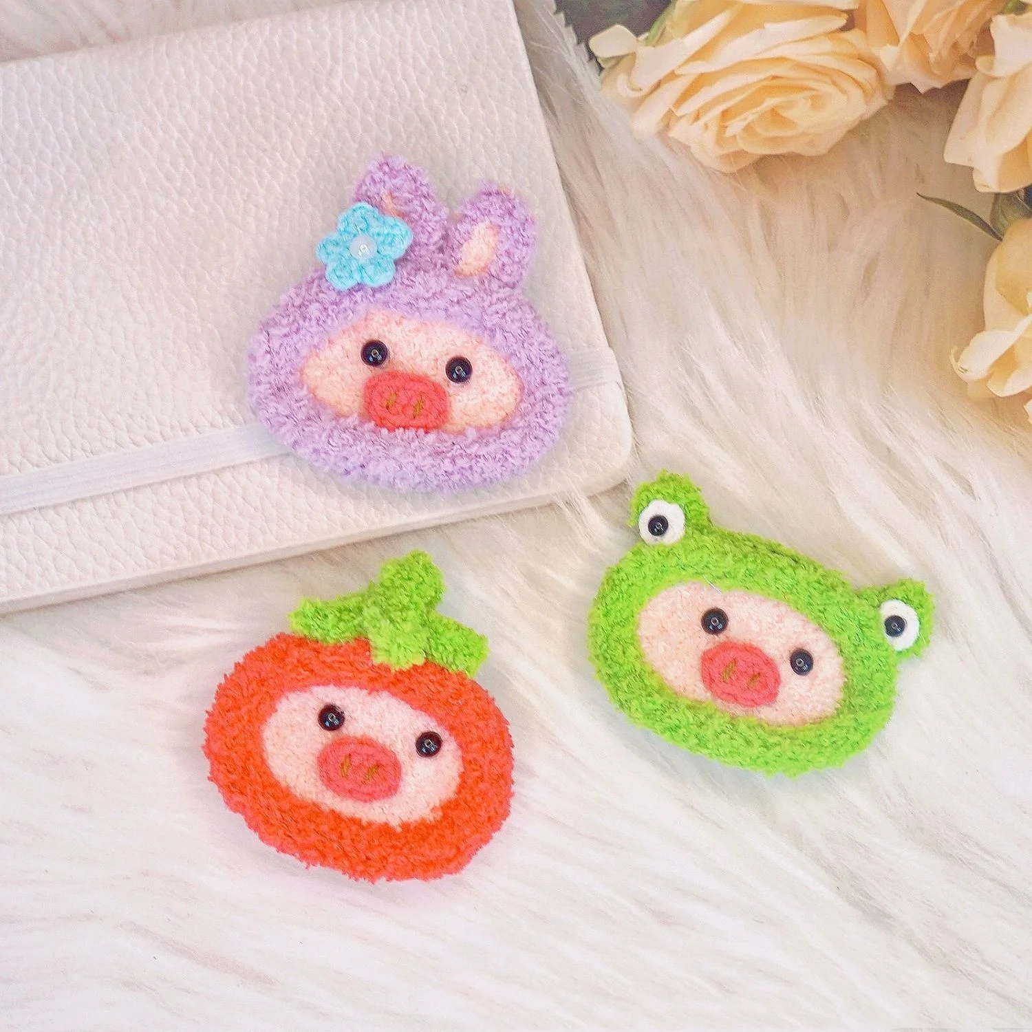 New Handmade Crochet Piggi Pig Hair Accessories Cute Cartoon Kid Baby BB Girl Hair Clip Hairpin Headwear Knit Hair Clip for Girl