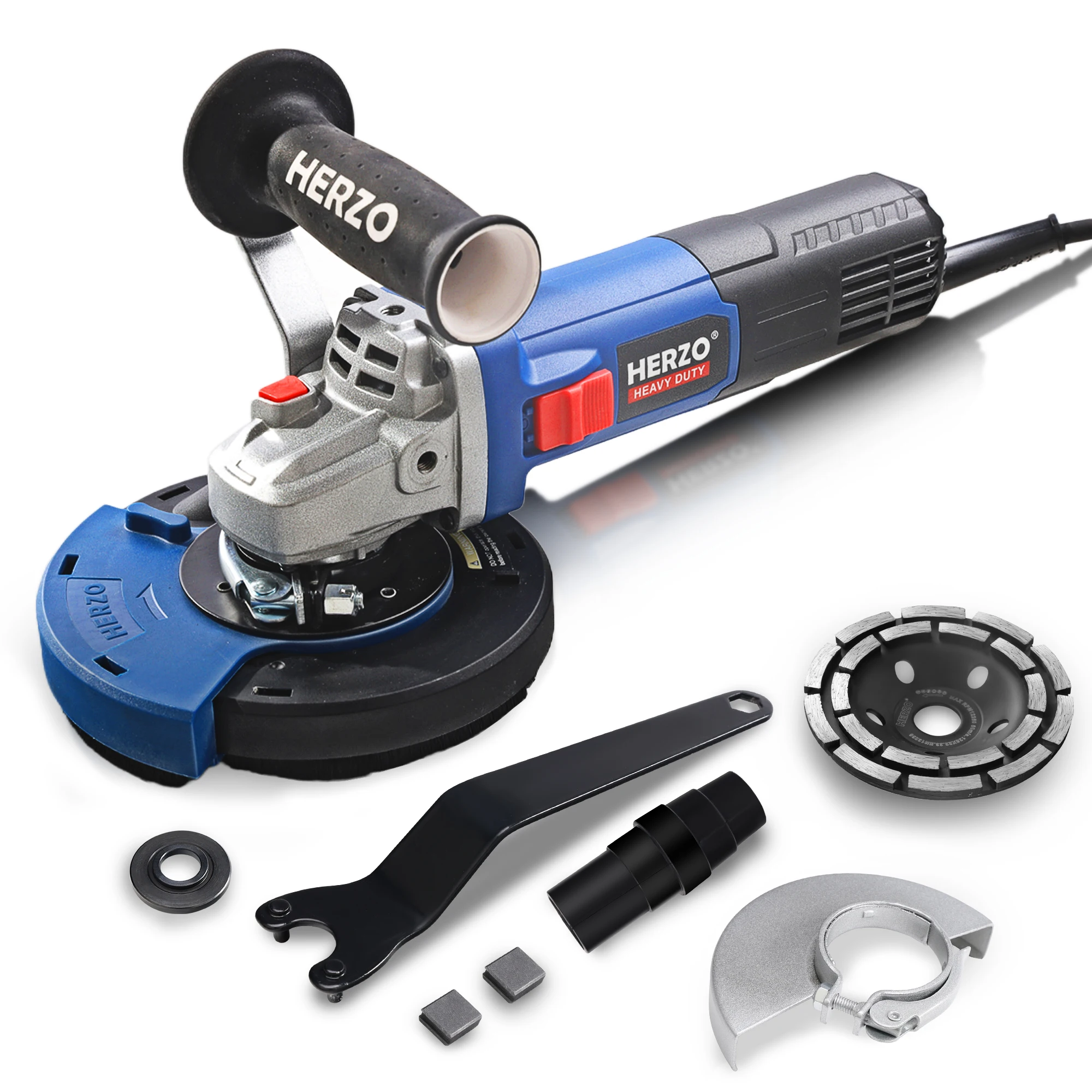 HERZO Concrete Grinder 1400W Portable Electric Floor Grinder Machine Concrete 125mm