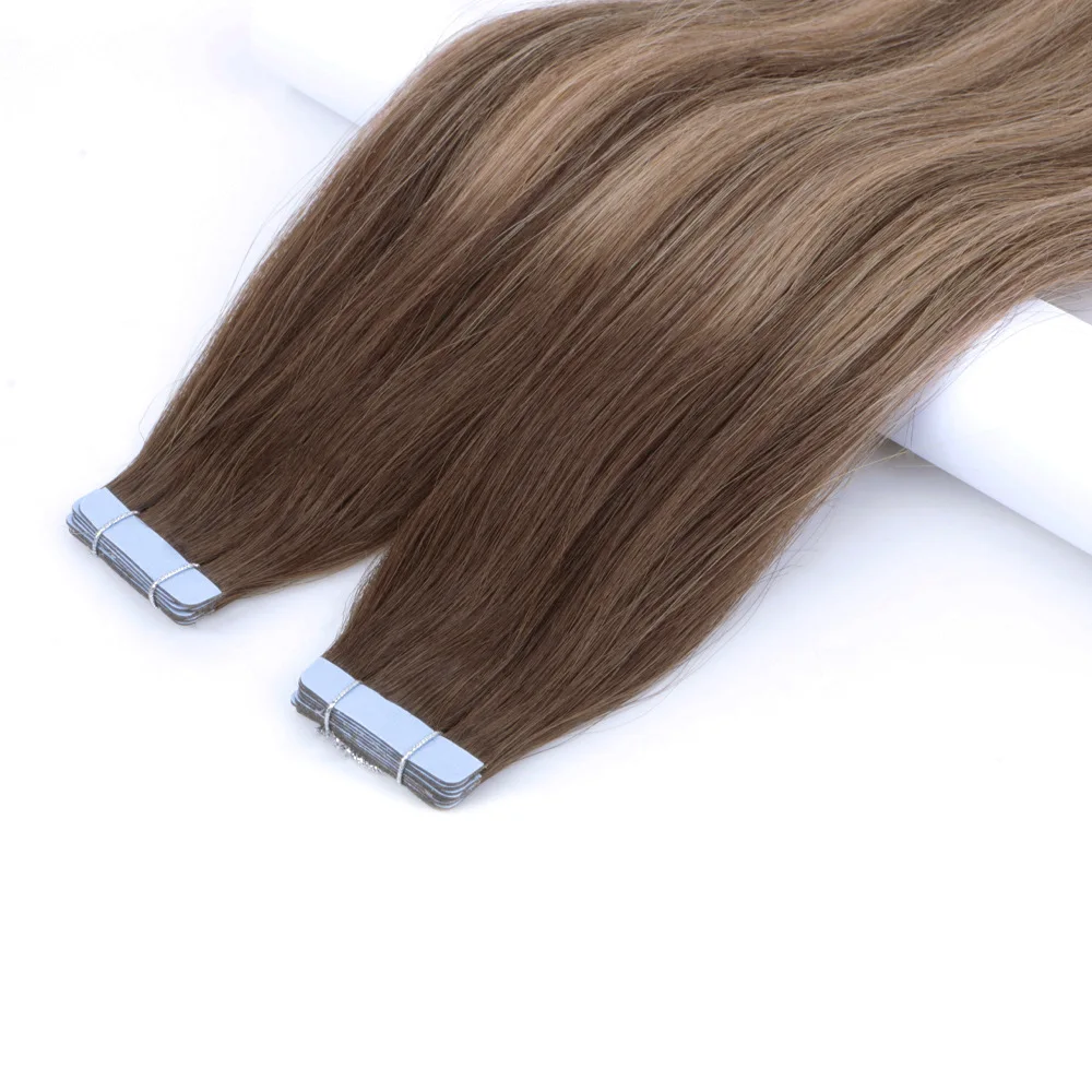 Full Cuticle Double Drawn Russian Ombre Remy Invisible Tape In Hair Extensions 100% Human Hair