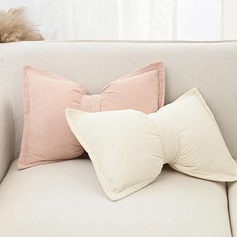 Cute Kawaii Holland Velvet Bow Pillow Cover Sofa Decorative Cushion Cover knot Pillow case Sofa Seat Car Chair Bow Knot