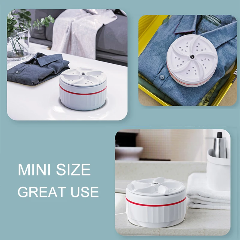 Semi Auto Mini Washer Ultrasonic Turbine Portable Laundry Washing Machine for Travel Dormitory