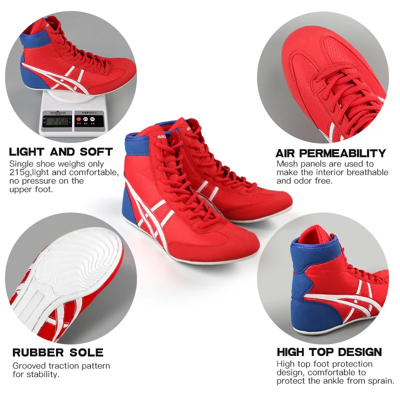 Professional Wholesale Mesh Breathable Non-slip Kickboxing Shoe Boxing Boot Wrestling Shoes For men Competition