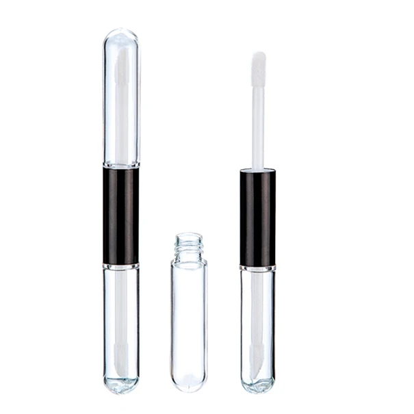 Wholesale Empty plastic double sided lipgloss bottle case clear tube for low MOQ