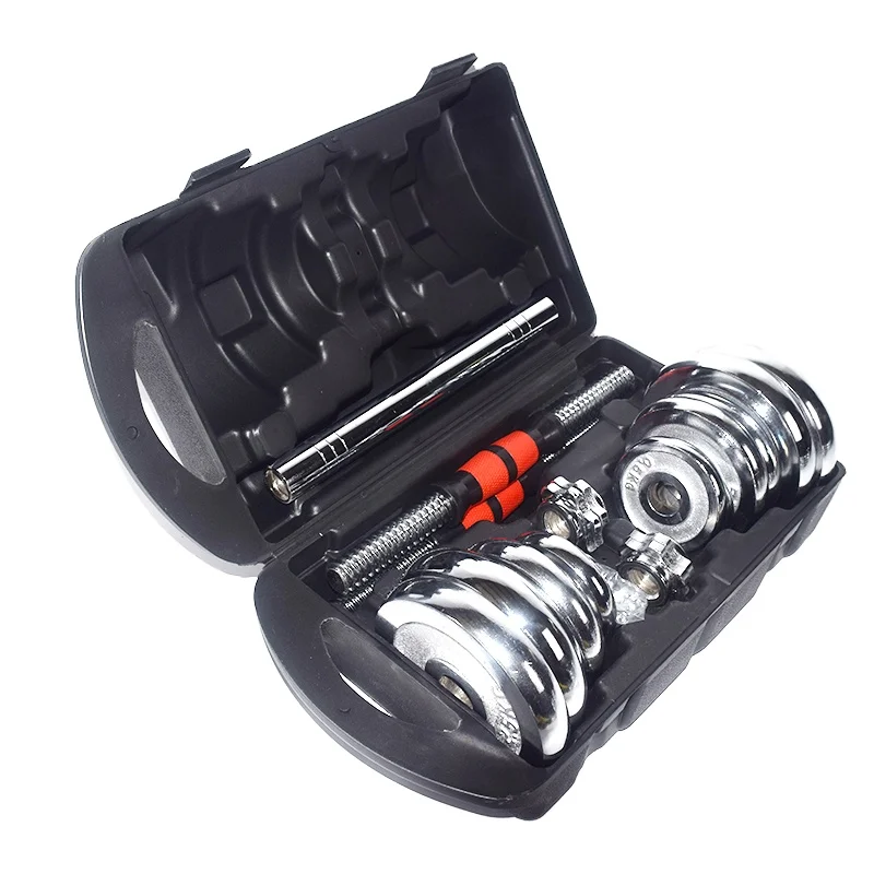 gym adjustable dumbbell set home fitness dumbbell boxed 50 kg iron electroplated barbell dumbbell