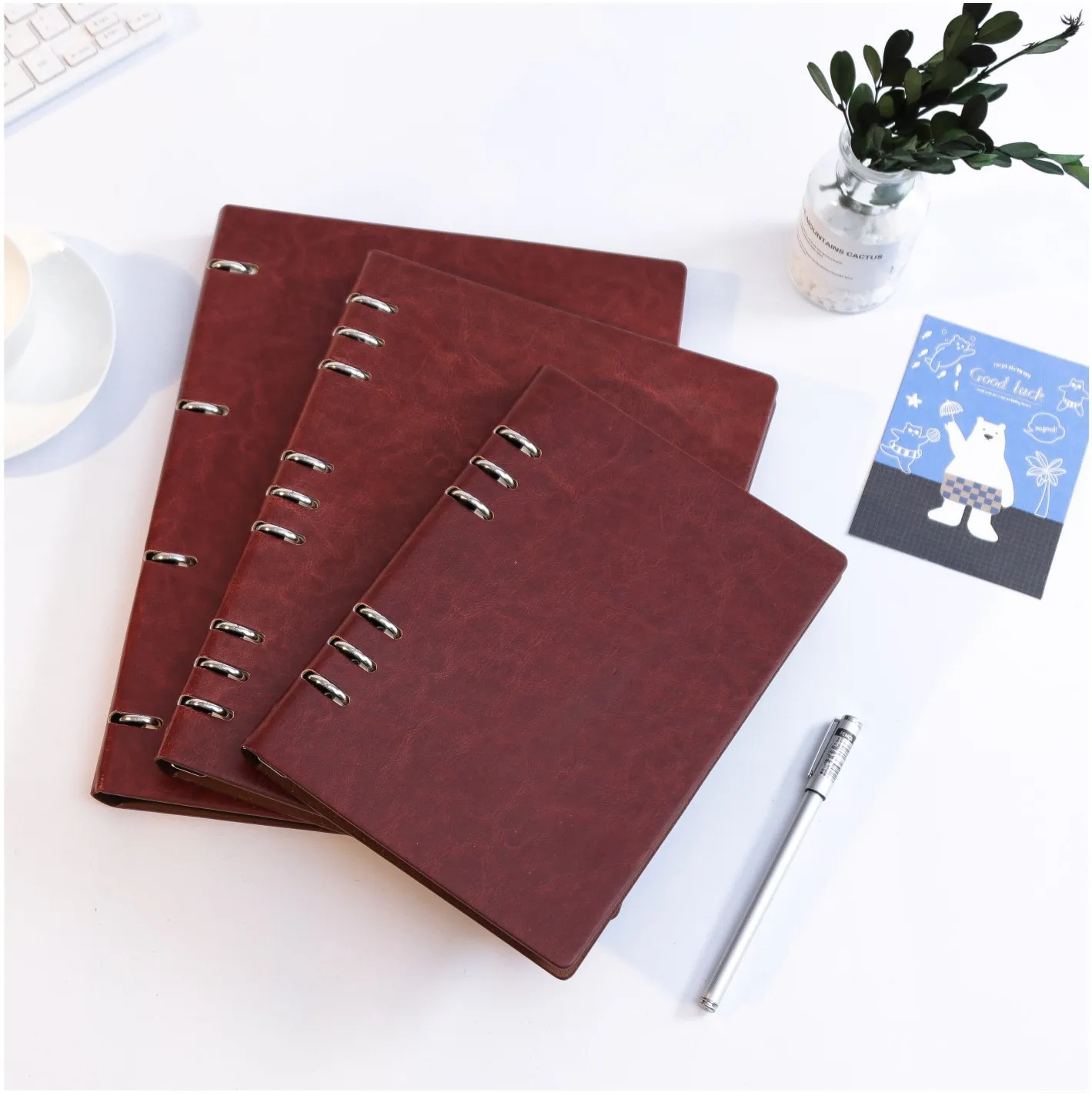 Commercial custom loose-leaf notebooks leather cover for business meetings Thickened notebooks