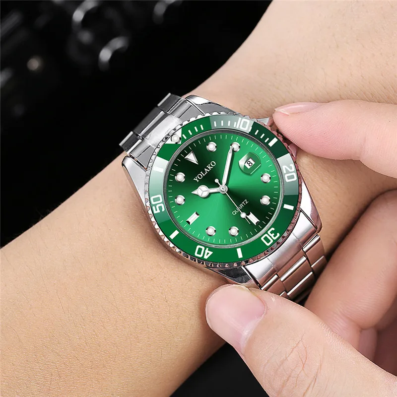 WJ-9791 Custom LOGO High Quality Calendar Quartz Man Wristwatch Gold Stainless Steel Belt Dive Luxury Watch Men