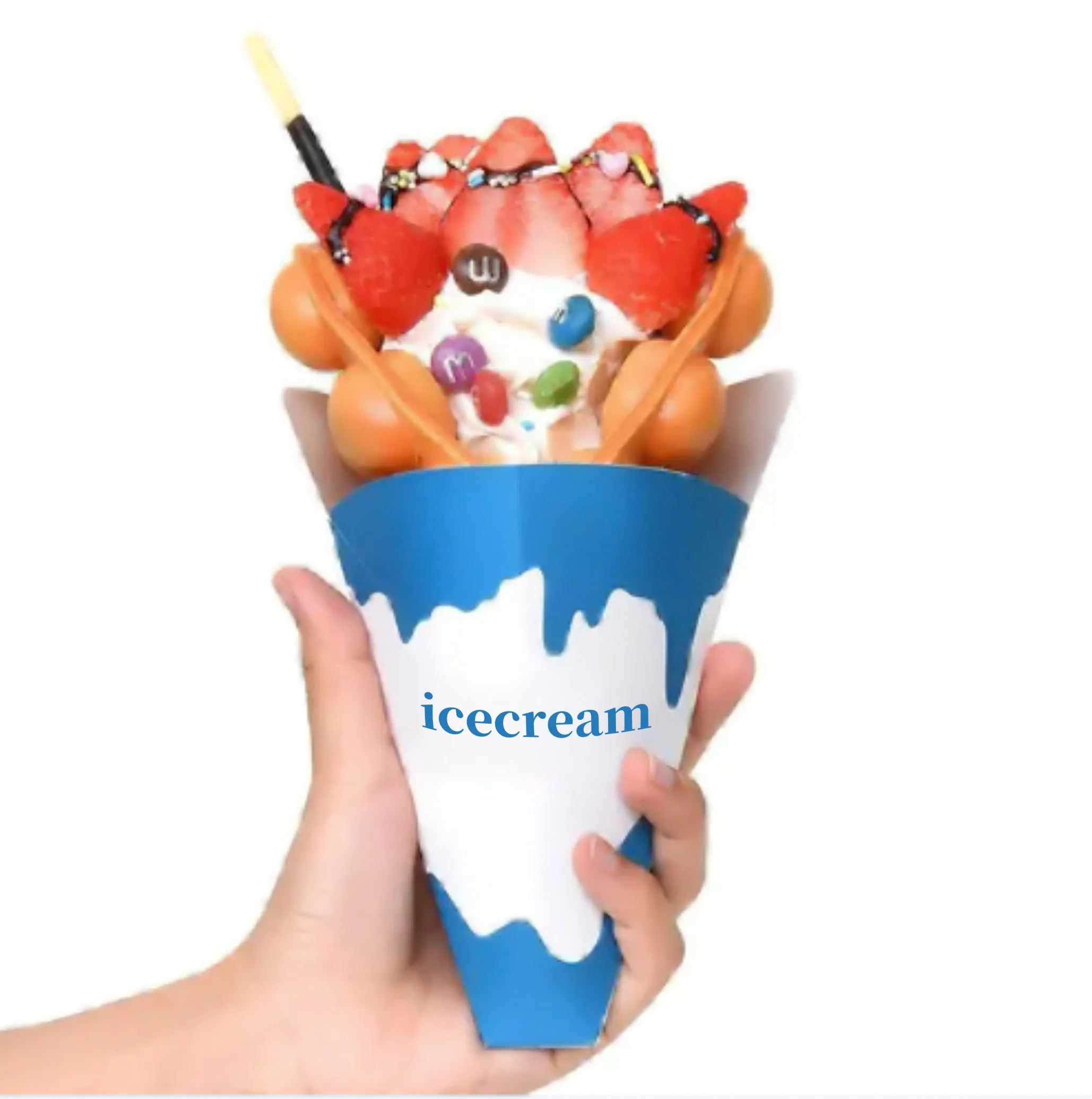 Wholesale Eco Friendly Bakery Packaging Bubble Egg Waffle Triangle Box Tray Takeaway Crepe Cake Chocolate Paper Packaging Box