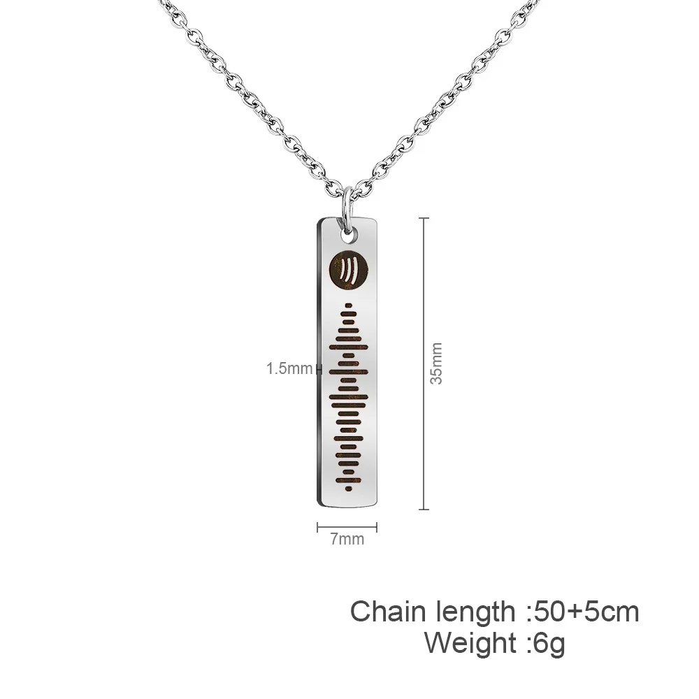Handmade Hip Hop Stainless Steel PVD Plating Engraved Soundtrack Morse Code Clavicle Necklace