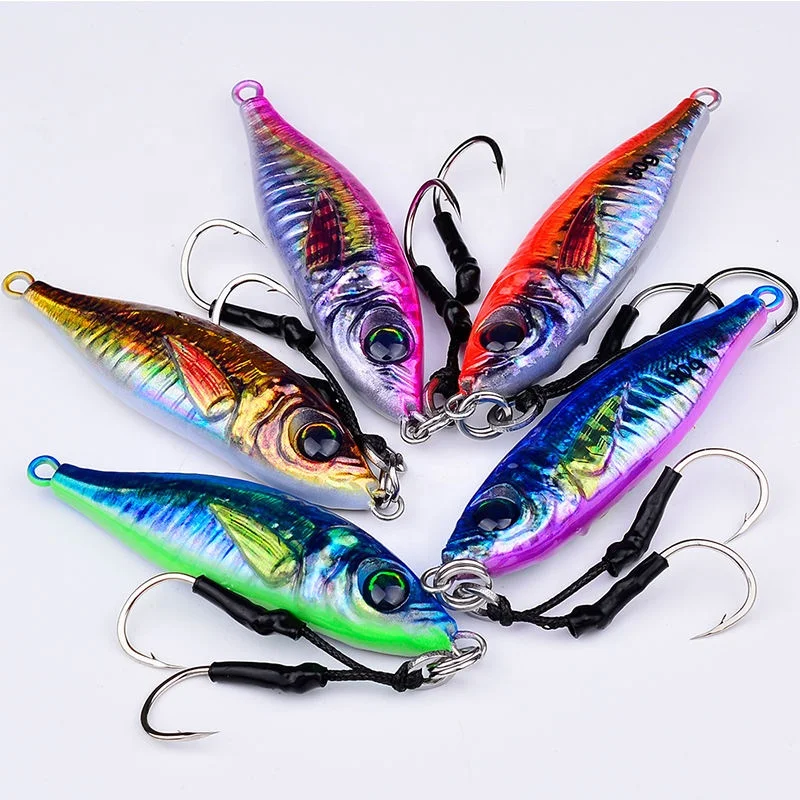 30g 40g 60g 80g 10Colors Artificial Metal Jigging Fishing Lure Lead Fish Bait For Freshwater And Saltwater