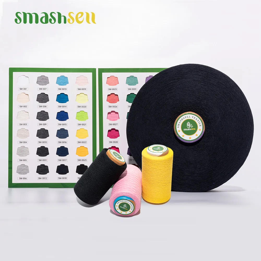 High quality CVC open end regenerated cotton white color blended yarn regular and recycle poly yarn 20s  for circular knitting