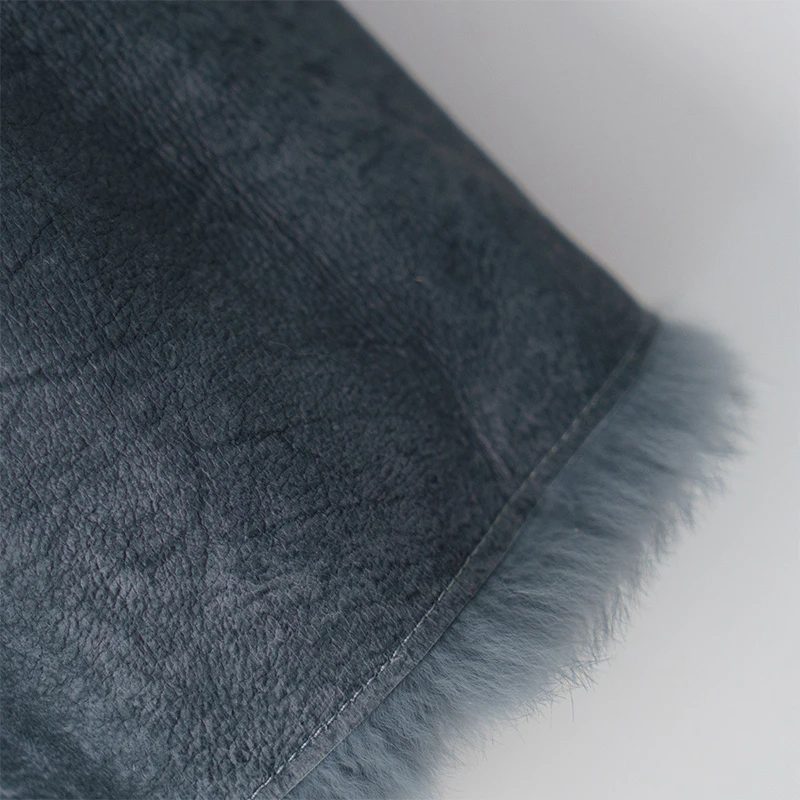 Fashion Luxury Big Real Fox Fur Collar Waist Belt Long Style Genuine Rabbit Skin Double Face Leather Coat With Fur For Ladies