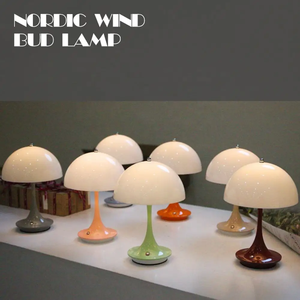 White Decoration Mushroom Touch 3Color Nordic Semicircle Indoor Bedroom LED Study Table Lamp